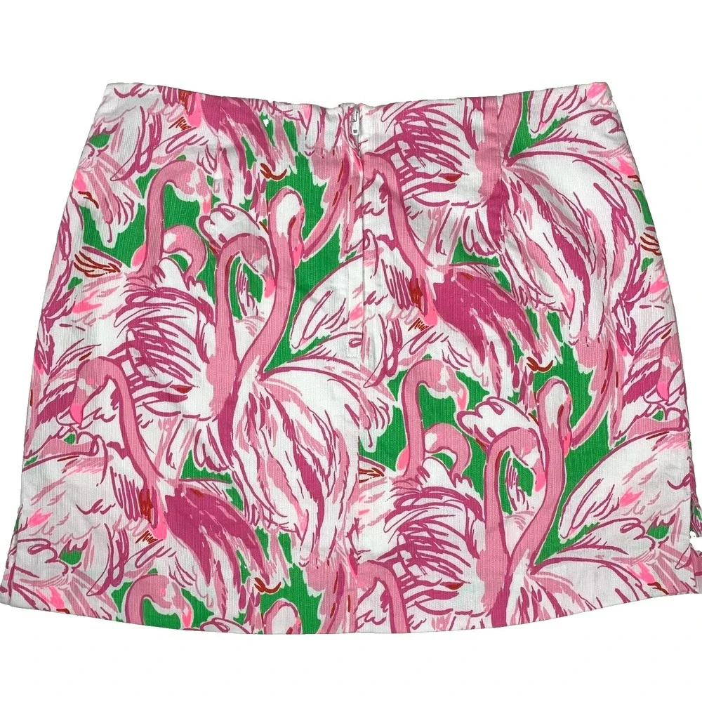 Lilly Pulitzer Marigold Skort in Pink‎ Colony Flamingo Birds sz 2 Cotton Lace
